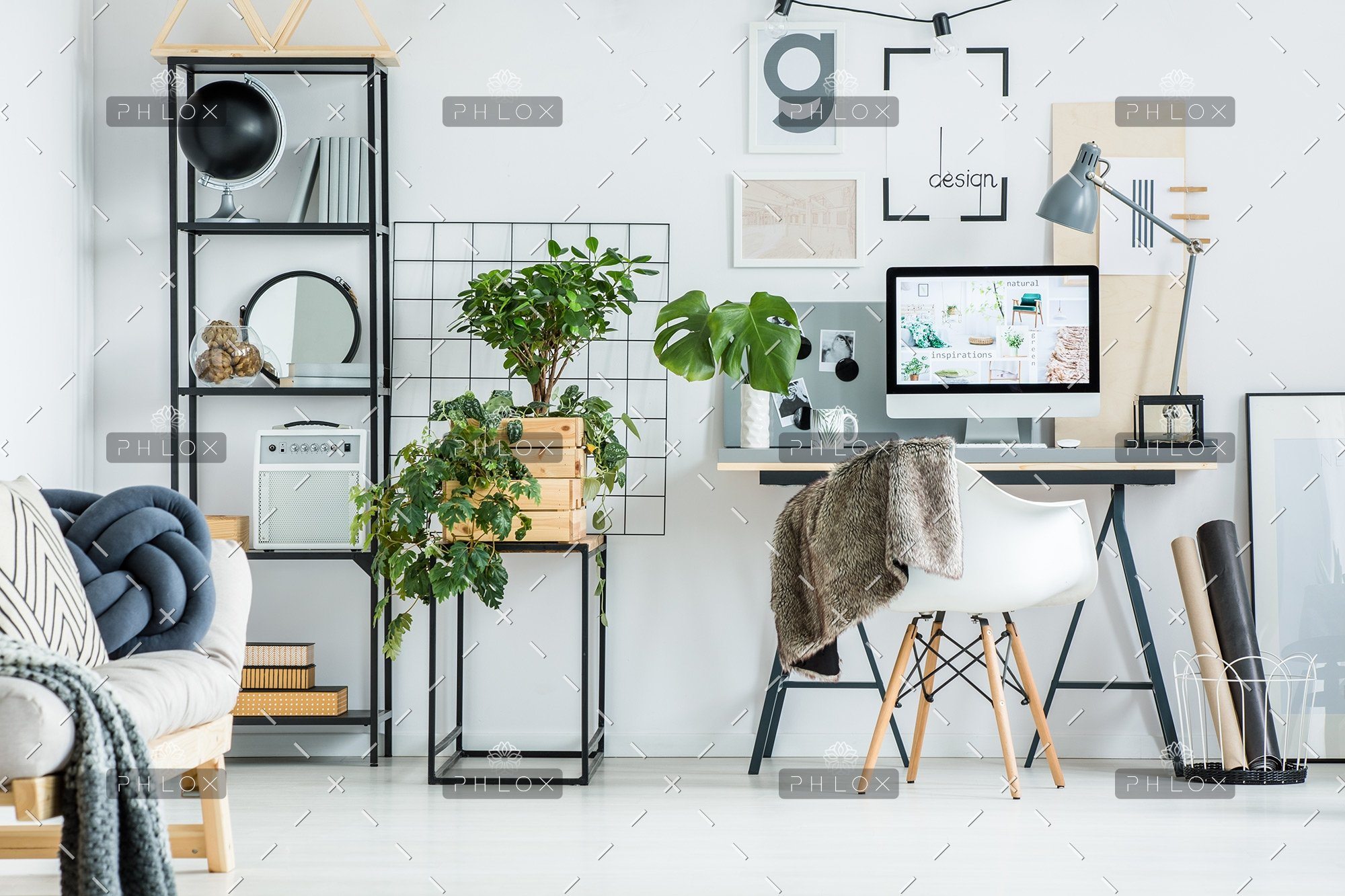 Simple Home Office With Tree PBXRXYB